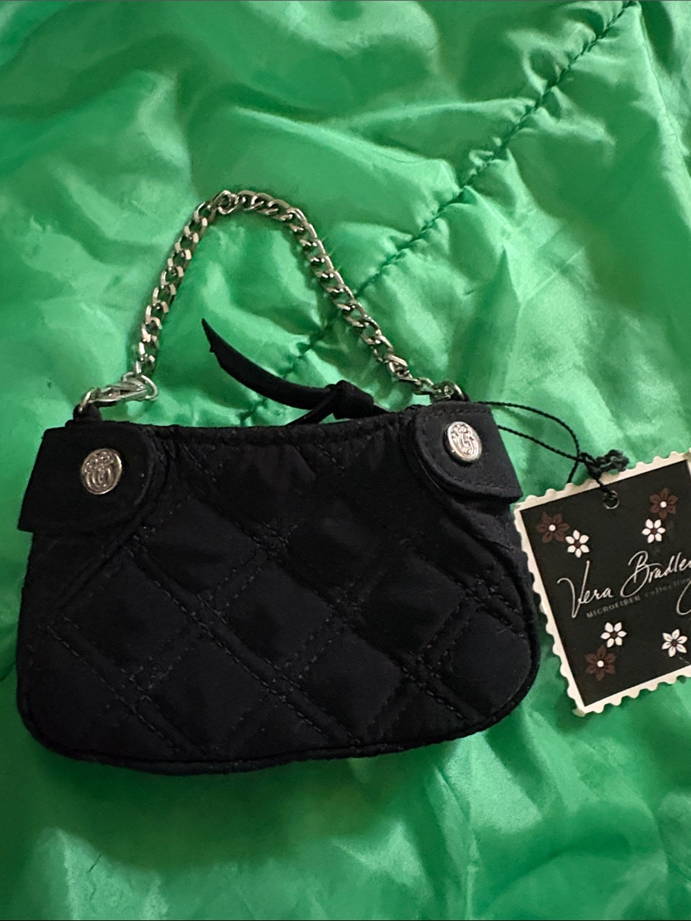Vera Bradley Black Quilted Mini Chain-Handle Shoulder Bag